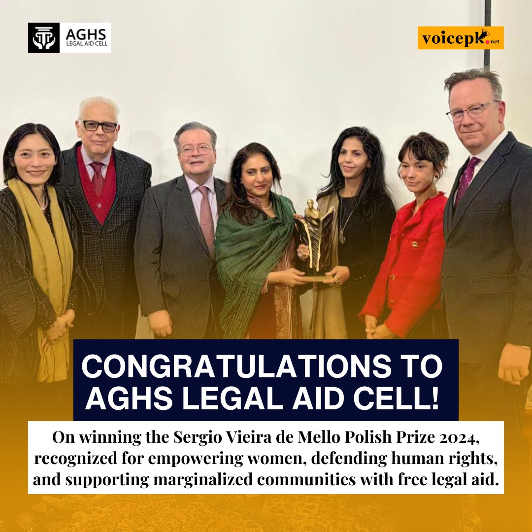 Voicepk.net (@voicepkdotnet) on Twitter photo Celebrating a milestone! 🏆
Voicepk congratulates AGHS Legal Aid Cell on winning the Sergio Vieira de Mello Polish Prize 2024 for its extraordinary contributions to #humanrights and advocacy.
<a href="/PLinPakistan/">PLinPakistan</a> <a href="/syedanidaaly/">Nida Aly</a> <a href="/MunizaeJahangir/">Munizae Jahangir</a>
#AGHS #Advocacy #Women #AsmaJahangir Celebrating a milestone! 🏆
Voicepk congratulates AGHS Legal Aid Cell on winning the Sergio Vieira de Mello Polish Prize 2024 for its extraordinary contributions to #humanrights and advocacy.
<a href="/PLinPakistan/">PLinPakistan</a> <a href="/syedanidaaly/">Nida Aly</a> <a href="/MunizaeJahangir/">Munizae Jahangir</a>
#AGHS #Advocacy #Women #AsmaJahangir