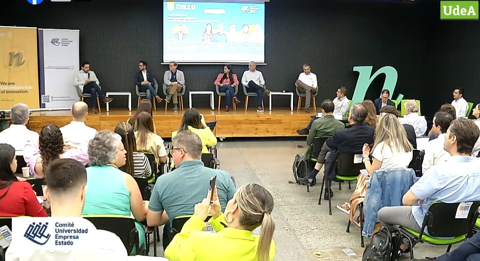 <a href="/AlejoOlaya/">Alejandro Olaya D.</a> <a href="/ANDI_Antioquia/">ANDI Seccional Antioquia</a> 🔊 Comenzamos con el panel: De camino al futuro: construyendo el ecosistema de CTI con John Fredy Pulgarín, <a href="/CamaraMedellin/">Cámara Medellín</a>;  Juan Pablo Arboleda, <a href="/IUPascualBravo/">iupascualbravo</a>; Maria Fernanda Galeano, <a href="/AlcaldiadeMed/">Alcaldía de Medellín</a>; Alejandro José Jaramillo, <a href="/EPMestamosahi/">EPM estamos ahí</a>; David Bridges, <a href="/GeorgiaTech/">Georgia Tech</a>.