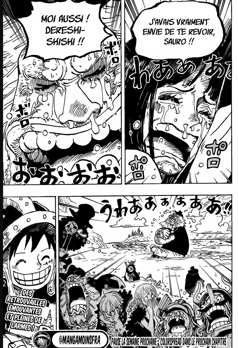 Daishinkan__'s tweet photo. #ONEPIECE1133 
-
-
-
Après tant d’années Robin et Sauro se retrouvent + les mugiwara qui pleurent aussi sauf Luffy et Jinbe mdrr https://t.co/WKis3bgHQX
