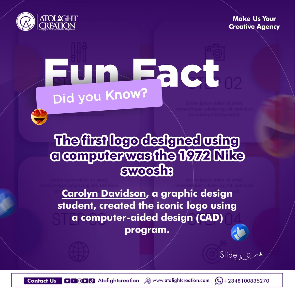 AtolayeD's tweet photo. Behind every great design lies an amazing story.
Did you know the first infographic was about space?
Swipe to discover more fascinating facts about the world of design! 💫 #designstories #didyouknow #facts #creativeagency #Election2024 #SpotifyWrapped #INDvsAUS #Bitcoin #jayvik https://t.co/clz0uxPKxx