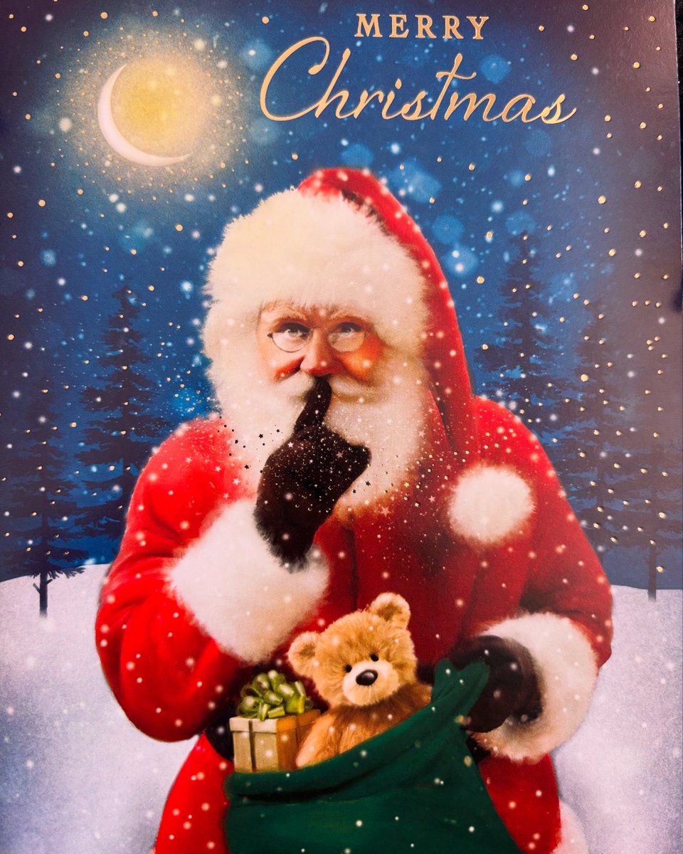 chrisharris1975's tweet photo. Christmas card from my Dad looks like Santa got a late winner for Arsenal at Spurs and is shushing the home fans 🤫 https://t.co/1uiXi3dUVH