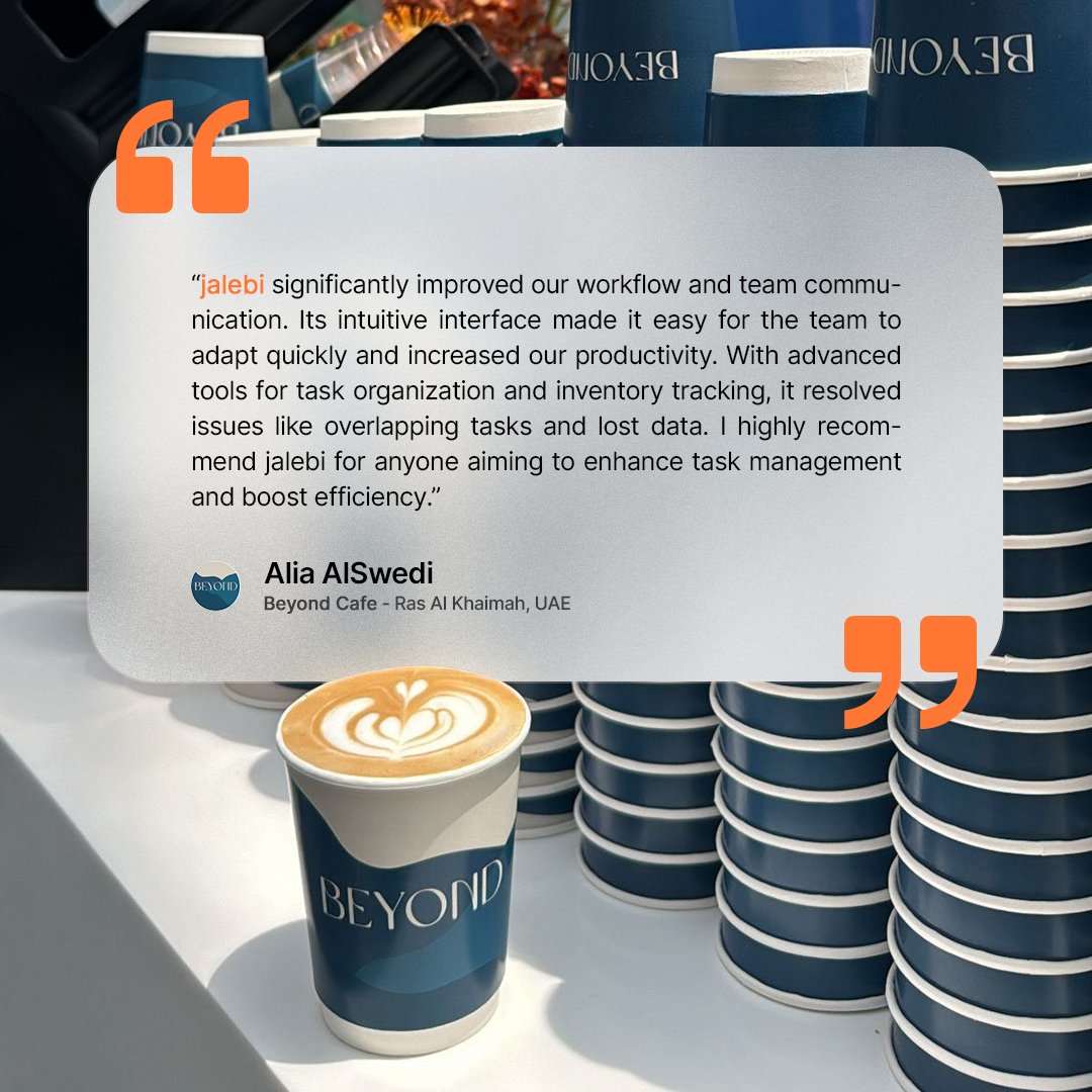 How we parlay you from disarray 🌟

Beyond Cafe in Ras Al Khaimah knows the power of streamlined operations with jalebi. 🏆

From simplifying workflows to improving team communication, they've experienced firsthand how better tools lead to bigger wins. 📈

Ready to transform the