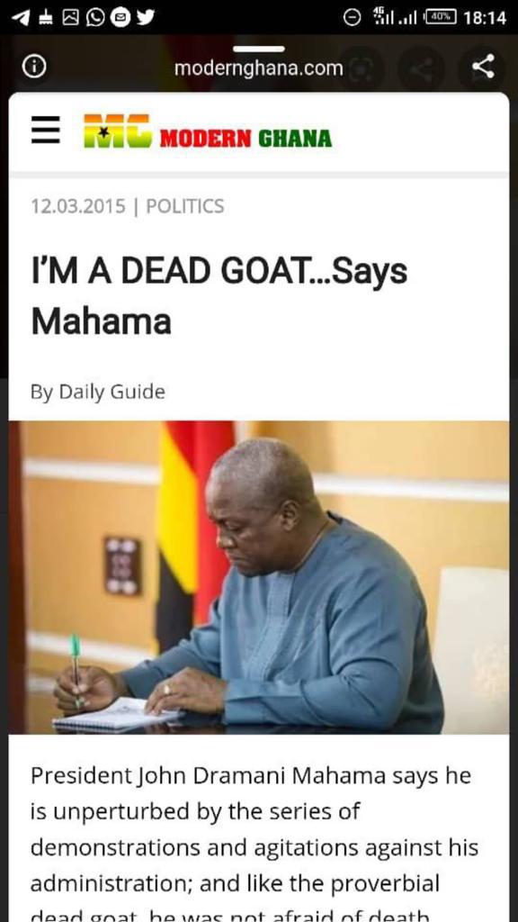 Vote honest Bawumia not the man with dead goat syndrome.
Vote Number 1 
It Is Possible 

#FailedMahama
#IncompetentMahama
#1TouchForBawumia
#BawumiaForPresident