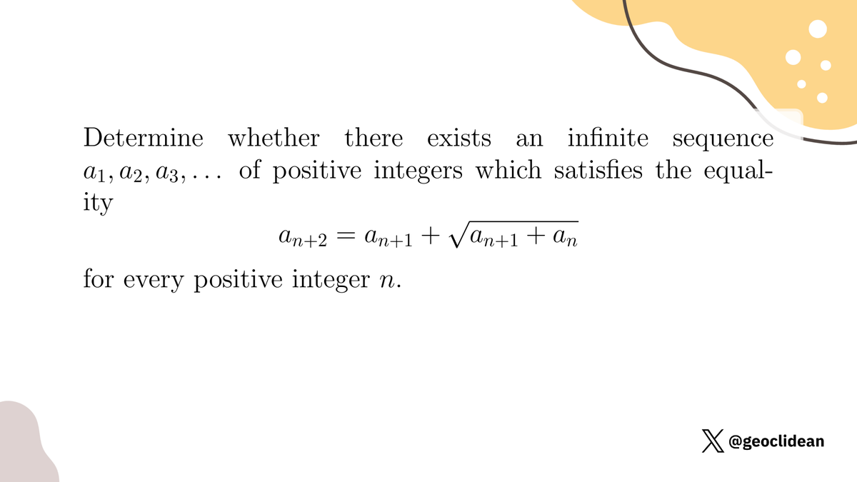 geoclidean's tweet photo. EGMO P4 infinite sequence
#NumberTheory #Sequence #EGMO #IntegerSequence #Hi https://t.co/XfKv3xjdCz