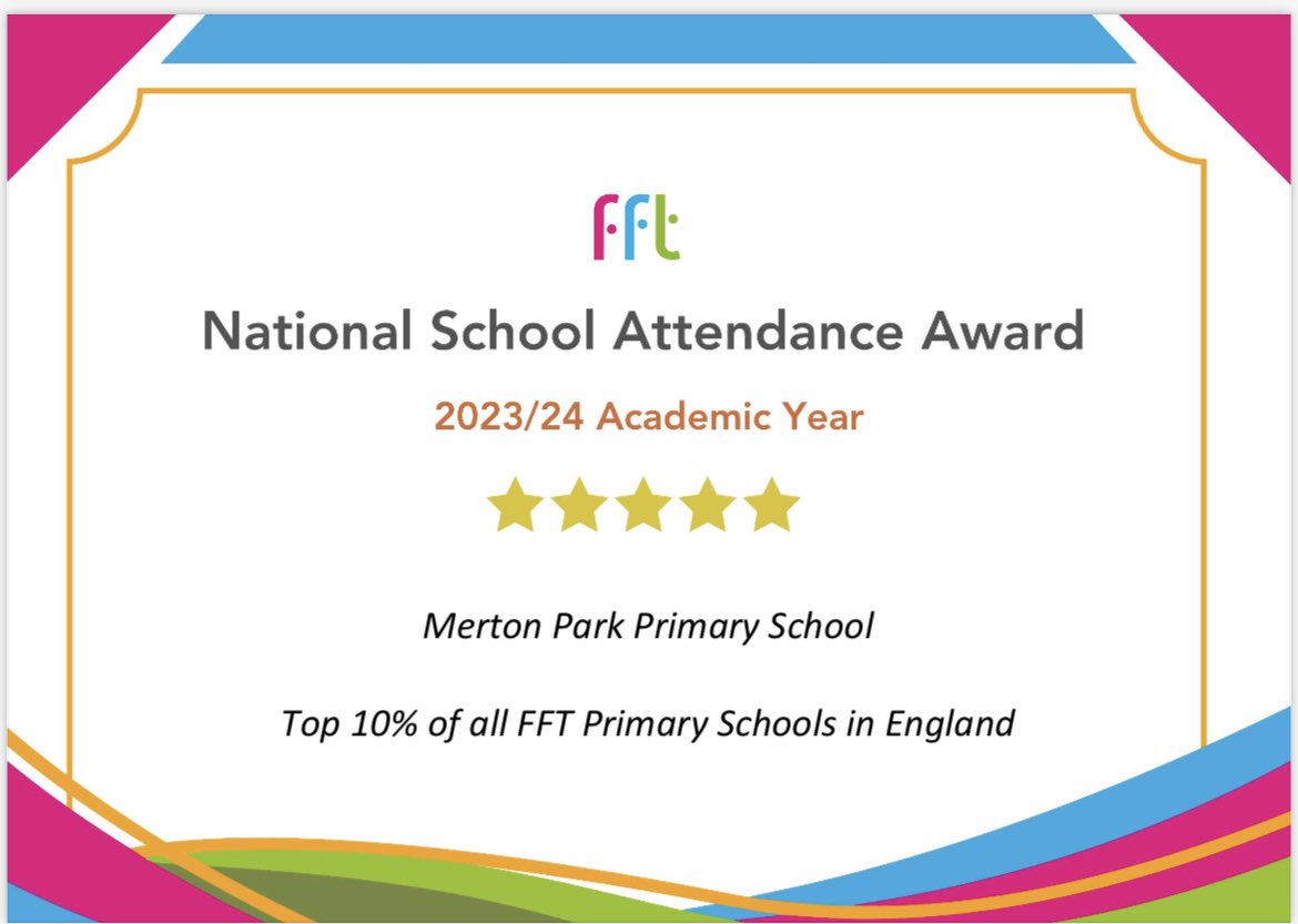 We are delighted to receive another attendance award! Top 10% of all primary schools in England! 👏