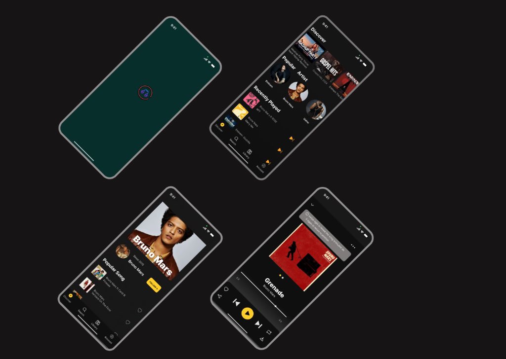 jenniephare's tweet photo. Daily Ui challenge Day 9.A music player app .l just made music app that is easy to navigate and make listening to music more interesting..Truly had a sleepless night doing this but was worth it ..I also spent the night working on the app icon #DailyUl #viral2024 #ui #uiuxdesign https://t.co/ImwunSMfQm