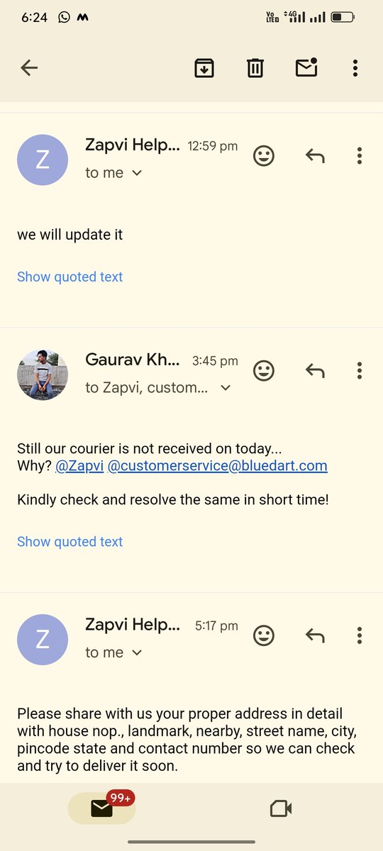 gaurav_6w's tweet photo. I have sent the address 2 to 3 times and the order has been placed, after that you are asking for the proper address, if your service is so bad 👎 then please cancel my order and please return my money to my account and from now on I will take care never to purchase anything!🙏👎 https://t.co/LctVhEou67