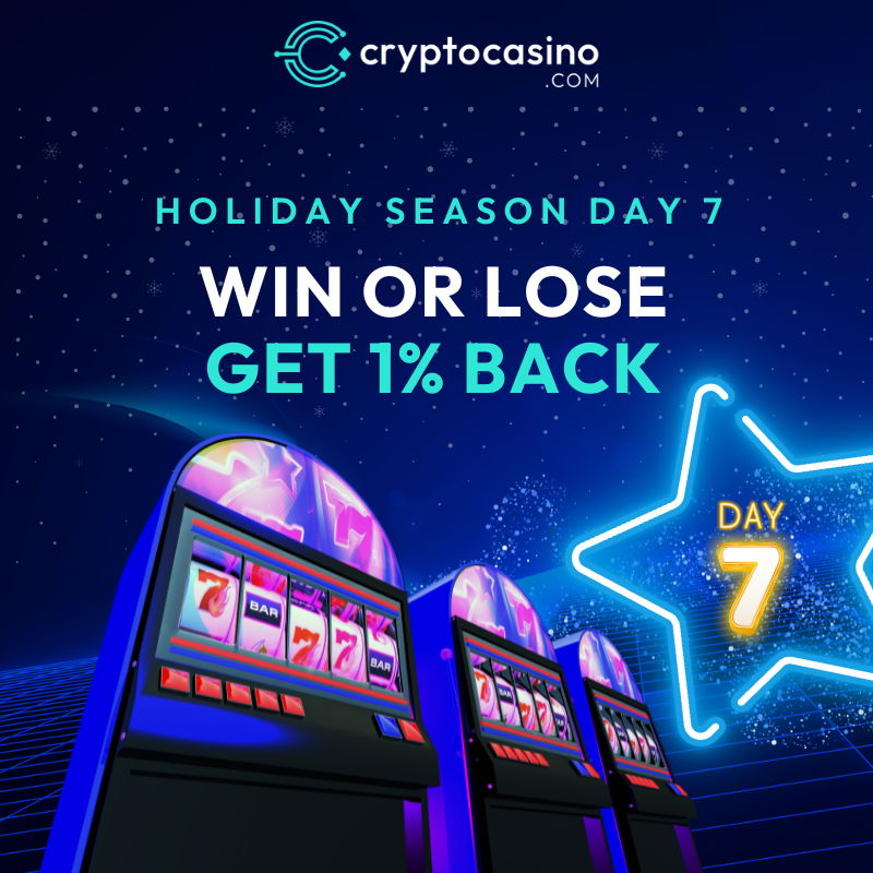 CryptoCasino's tweet photo. 🎁Holiday Season Day 7 at https://t.co/yj9zW2wmvc 

🎰 Win or Lose, get 1 % back!  

💸 Play, enjoy, and celebrate with a little extra cheer.

 #BONUS #FreeSpins https://t.co/ytK2ZGunDQ