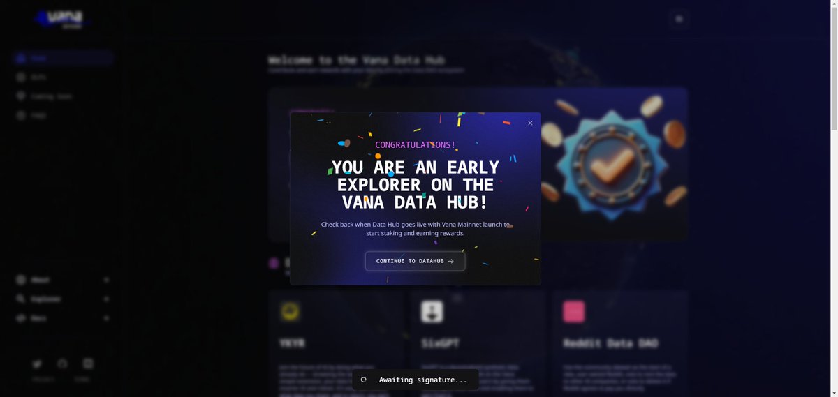 CJsir798's tweet image. I am now an early explorer of
@withVana
Data Hub, exciting times ahead