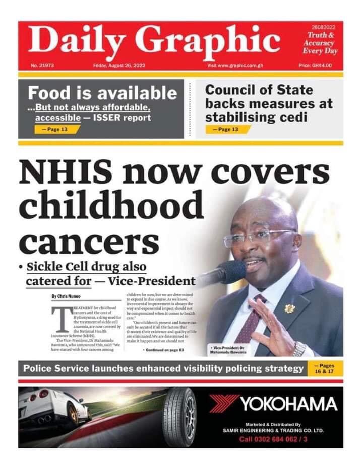 Implementing policy that ensured NHIS covers childhood cancers

It Is Possible with Dr. Bawumia

#FailedMahama
#IncompetentMahama
#1TouchForBawumia
#BawumiaForPresident
