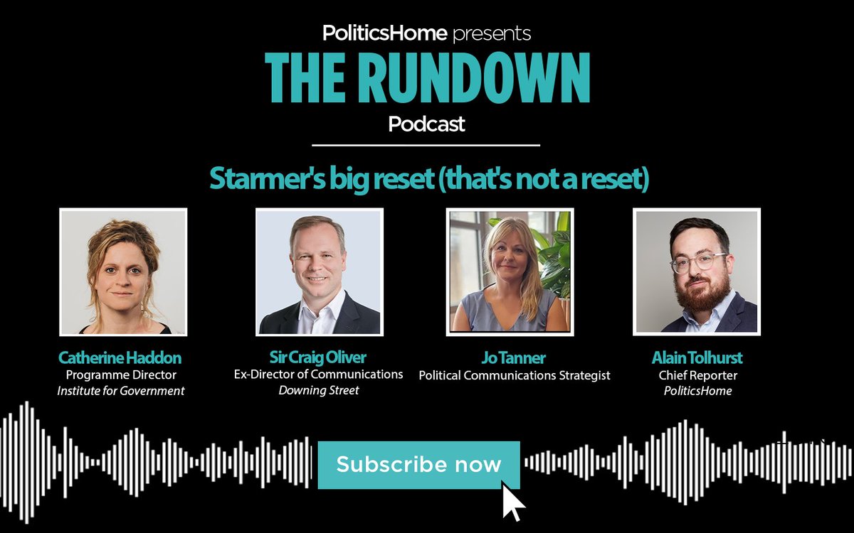 🚨 OUT NOW 🚨Starmer's big reset (that's not a reset)

🖥️ <a href="/cath_haddon/">Dr Catherine Haddon</a>, of the IfG, <a href="/StraightTie/">Jo Tanner</a>, a comms strategist, and <a href="/CraigOliver100/">Craig Oliver</a>, join <a href="/Alain_Tolhurst/">Alain Tolhurst</a> to discuss what it says about an administration that needs to change course

🎧 Listen here: pod.fo/e/28c92b