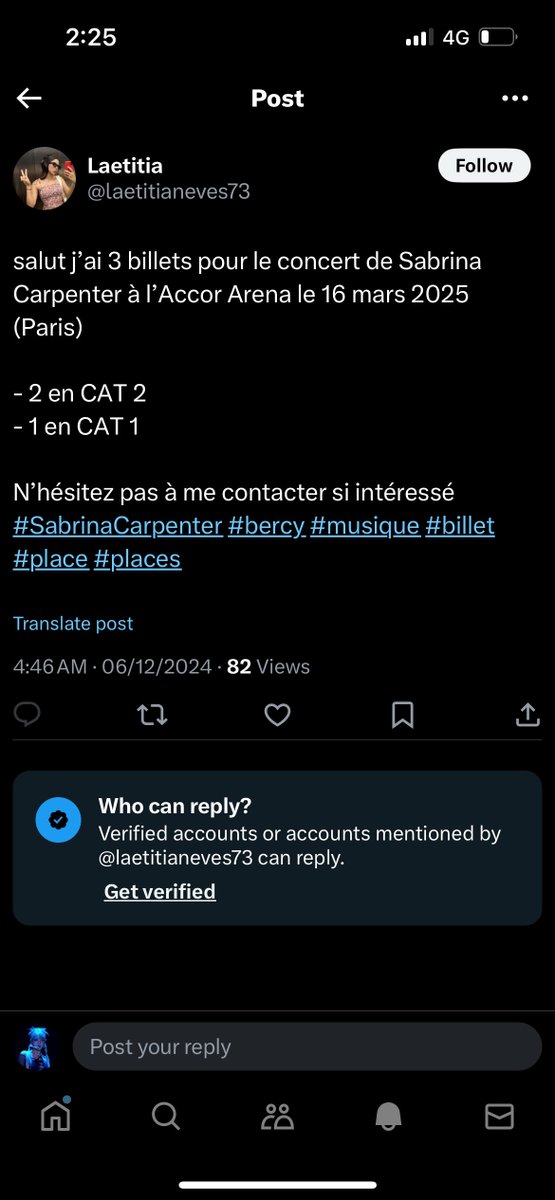 pretty_unholy's tweet photo. je vous en supplie partagez, cette meuf arnaque les gens en série et elle reposte les mêmes places encore et encore, elle nous a volé 140€ et ELLE RECOMMENCE https://t.co/2ax2Q9gfed