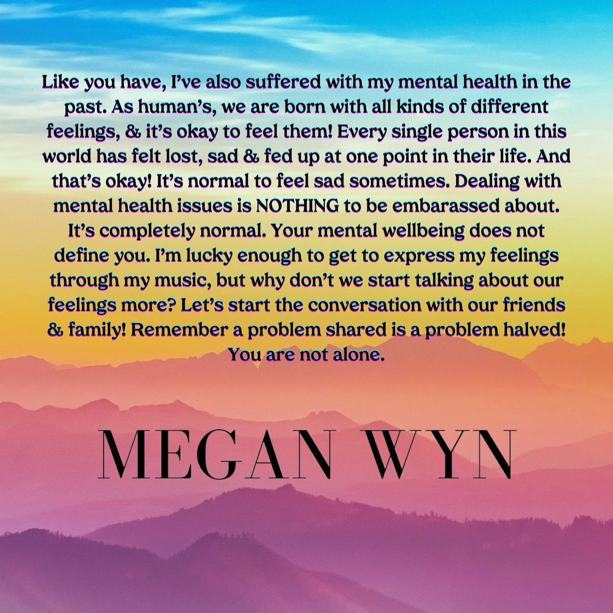 Another huge highlight of next years festival is the amazing <a href="/megannwyn/">Megan Wyn</a>.

Take a swipe to read Megan’s words on mental health &lt;&lt;&lt;

Tickets for the festival available in the bio.