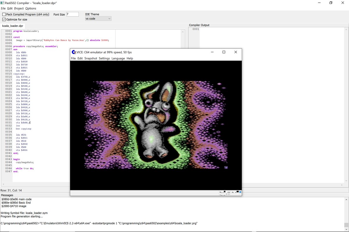 SyntaxErrorSoft's tweet image. Some Koala image displaying fun with #Pas6502 my #Pascal #crosscompiler on the #c64
