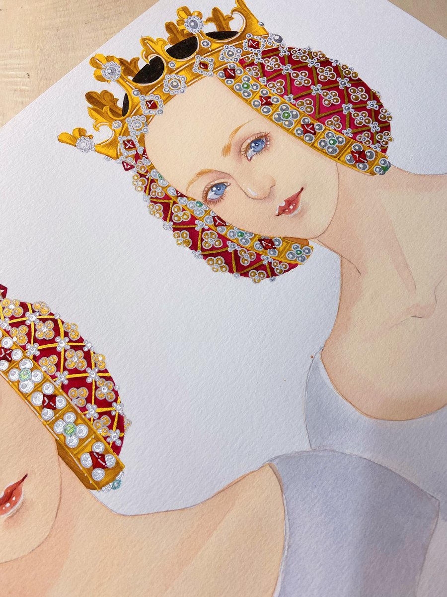 Heqijn's tweet photo. Patience is a virtue. 

#renaissance #middleages #valois #frenchqueen #queenoffrance #westerneuropeanwomen #historicalcostumes #historicalwomen #charlesvi #joanofarc #thelastduel #watercolor https://t.co/iFT5Hu4GuQ