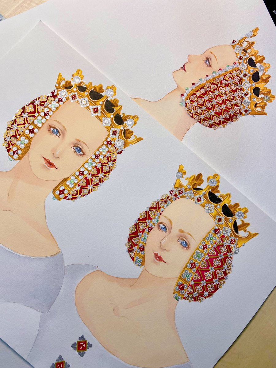 Heqijn's tweet photo. Patience is a virtue. 

#renaissance #middleages #valois #frenchqueen #queenoffrance #westerneuropeanwomen #historicalcostumes #historicalwomen #charlesvi #joanofarc #thelastduel #watercolor https://t.co/iFT5Hu4GuQ