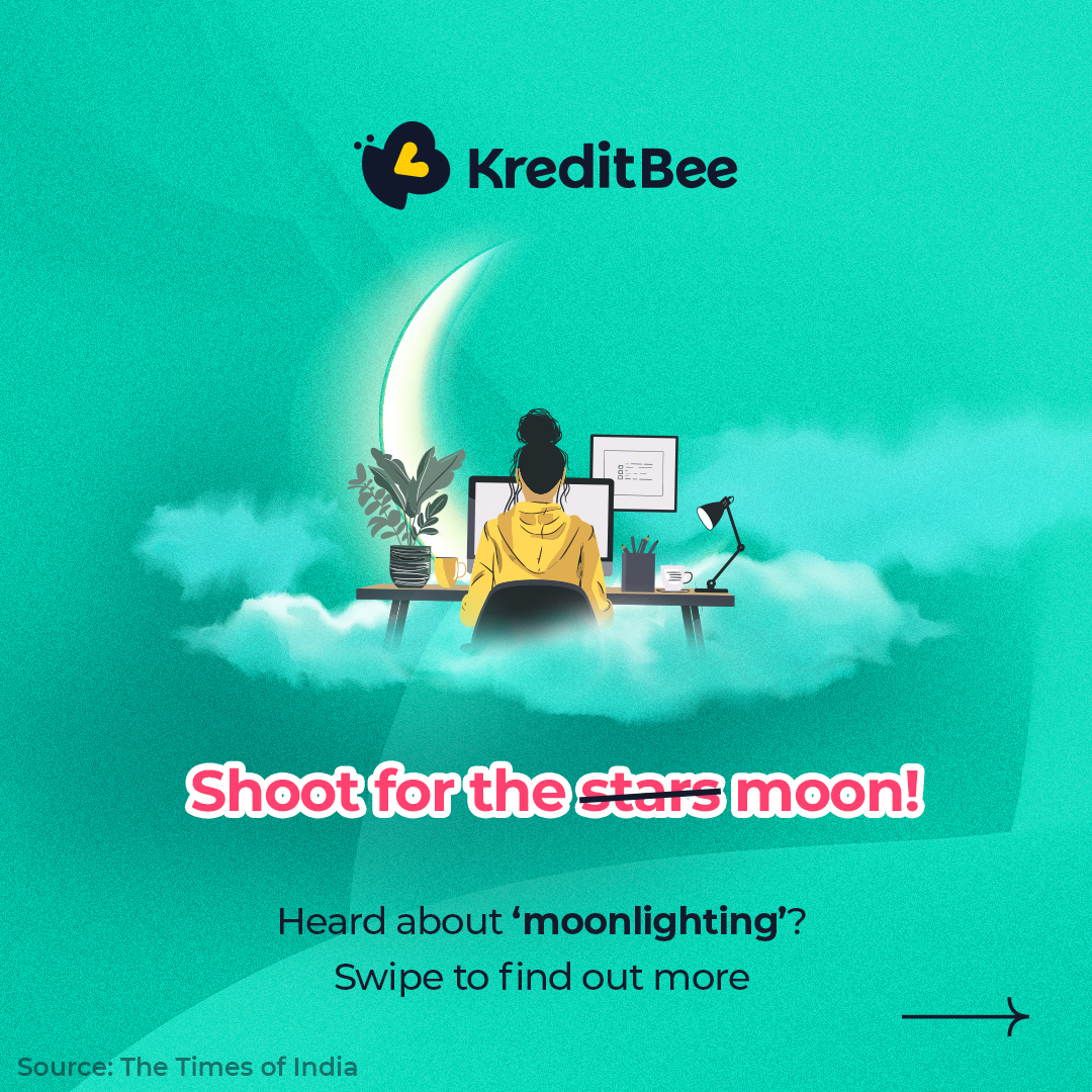 kreditbee's tweet photo. With the changing nature of work set-ups and hybrid office policies, ‘moonlighting’ has become increasingly popular.
We’re breaking down ‘moonlighting’ so you can decide if its right for you, and to approach it in the right way.

#KreditBee #KreditBeeApp #KreditBeeIndia #KreditBeeHainNa #Gigonomics #FinancialTips #FinancialEducation #MoonLighting

[KreditBee, KreditBeeApp, KreditBeeIndia, KreditBeeHainNa, Gigonomics, FinancialEducation, FinanicialTips, MoonLighting]