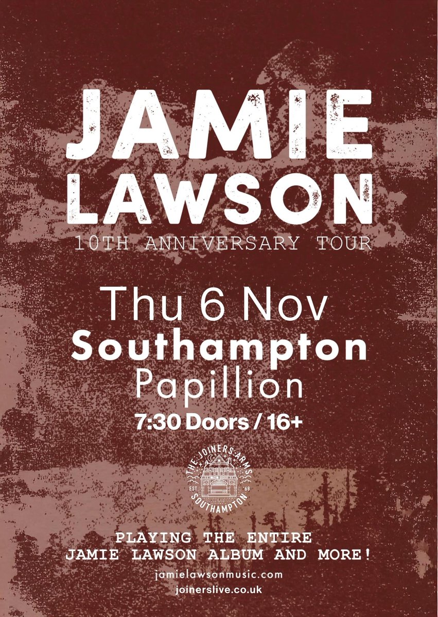 The Joiners (@joinerslive) on Twitter photo English Singer songwriter <a href="/jamielawsonuk/">Jamie Lawson</a> celebrates the 10th Anniversary of his album Jamie Lawson with an intimate seated show at the beautiful surroundings of Papillon English Singer songwriter <a href="/jamielawsonuk/">Jamie Lawson</a> celebrates the 10th Anniversary of his album Jamie Lawson with an intimate seated show at the beautiful surroundings of Papillon