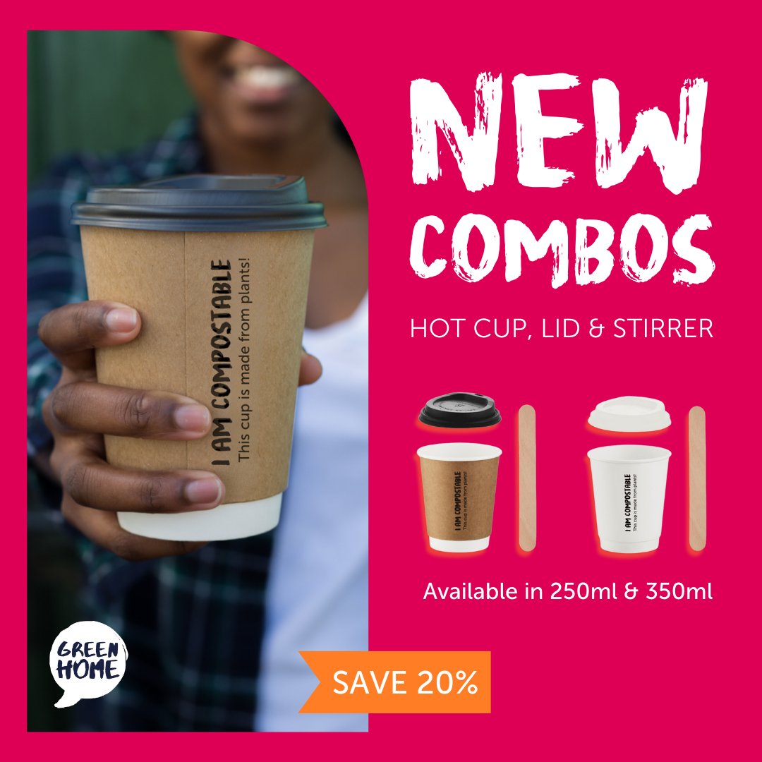 ✨Sip sustainably with our NEW Hot Cup Combos – complete with lid and stirrer!

Made from plants🌱because your drinks deserve to feel as good as they taste!

🛍️Save 20% and choose from 250ml or 350ml – perfect for all your cozy moments ☕

#GREENHOME #CoffeeLovers #Sustainable