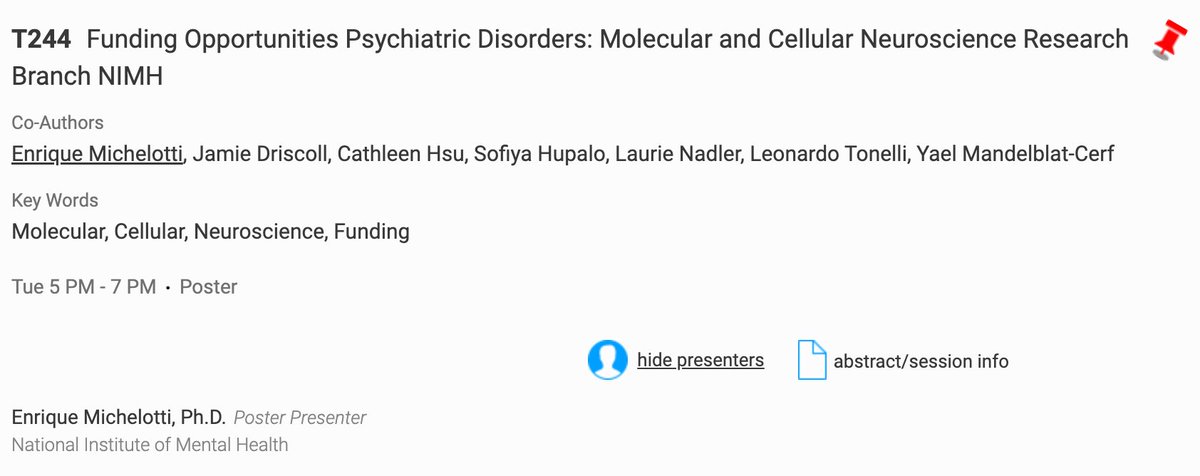 Heading to #ACNP2024 tomorrow! 

Our Molecular &amp; Cellular Neuroscience Branch at NIMH will have a poster on Tuesday. Come chat with my colleagues and I about NIMH funding opportunities, from basic science to preclinical/clinical therapeutics development for mental disorders