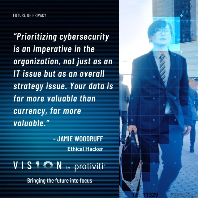 TimMaloneyJr's tweet photo. Ethical hacker Jamie Woodruff—who says he could break into any company given enough time—explains what businesses can do now to protect themselves and what the future of cybersecurity looks like. Learn more from VISION by Protiviti. https://t.co/sV1EVGiWep https://t.co/JnISUUgf03