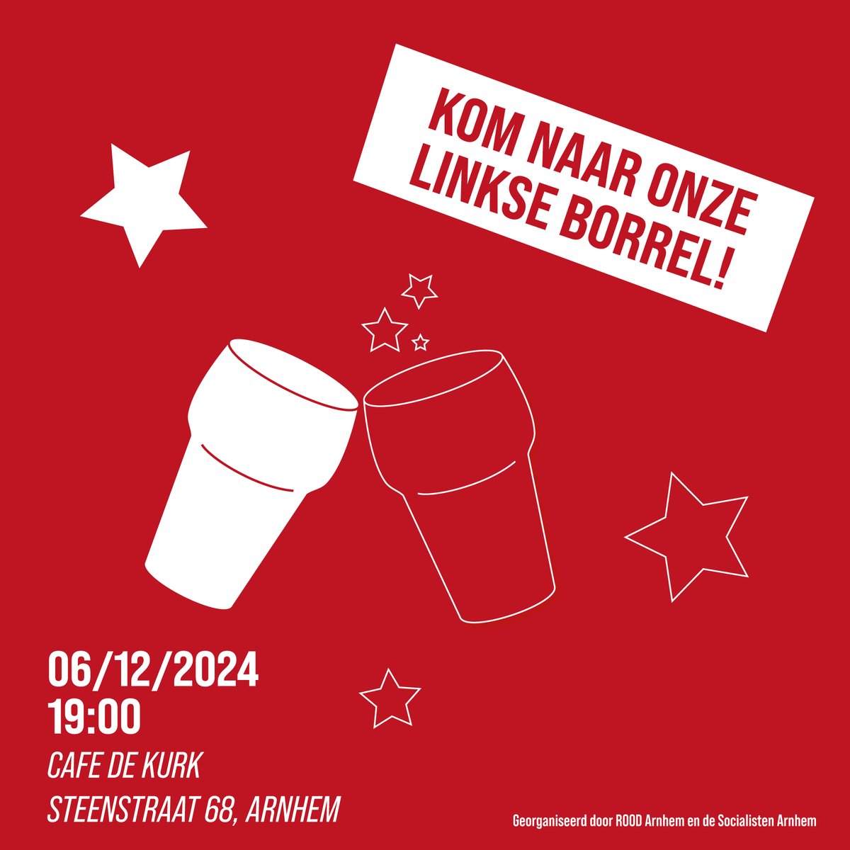 Heb je vanavond niks te doen? Sluit je aan bij onze Linkse Borrel in Cafe de Kurk en leer kameraden uit de regio kennen. Tot dan!