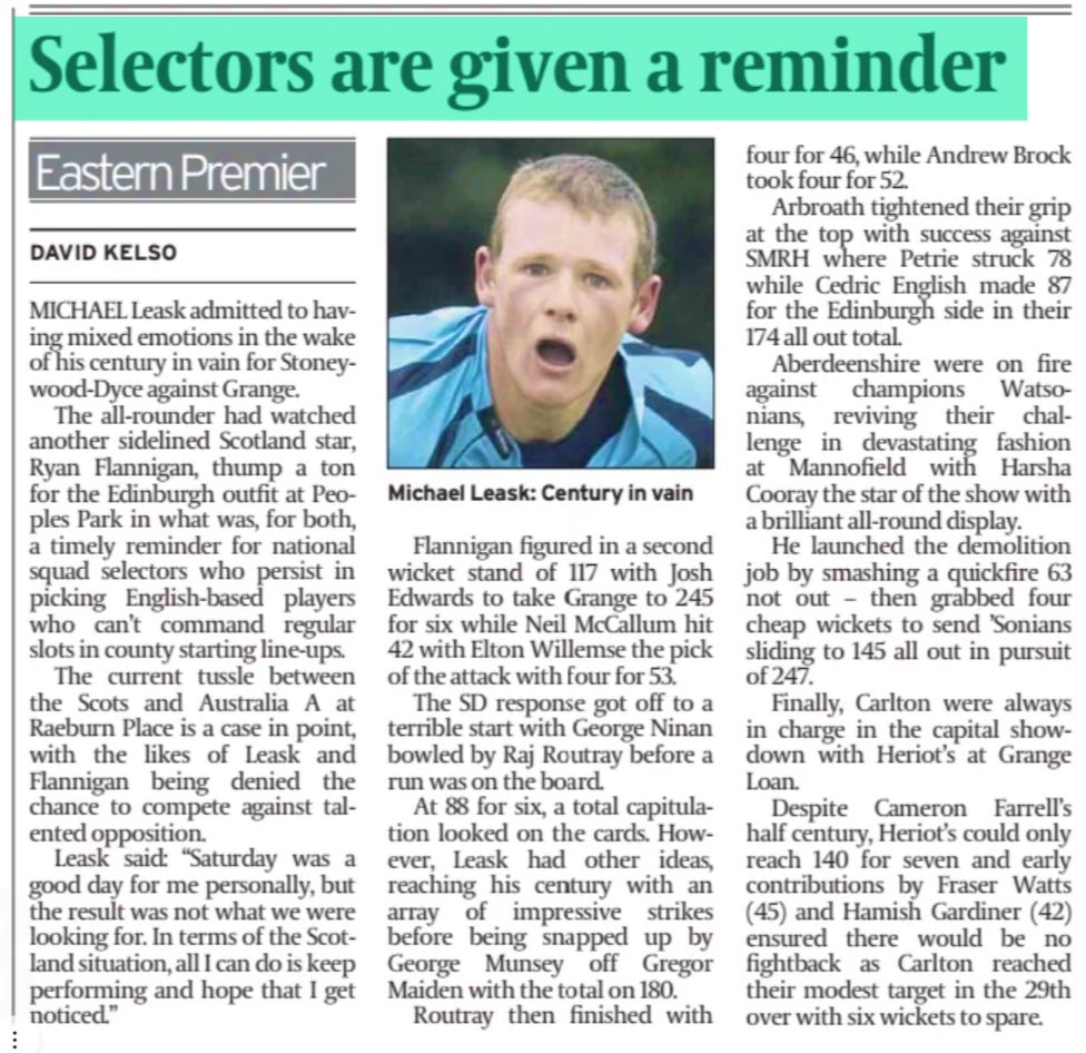 ScottyCricket's tweet image. #Season2013    And @leasky29 💯 and @flanners_man88 💯remind @CricketScotland #selectors they have something to offer
@StoneywoodDyce v @GrangeCC 
@Cricketarbroath v @StewMelCC @marcpetrie3 
@AberdeenshireCC v @WatsonianCC 
@CarltonCricket v @HeriotsCricket