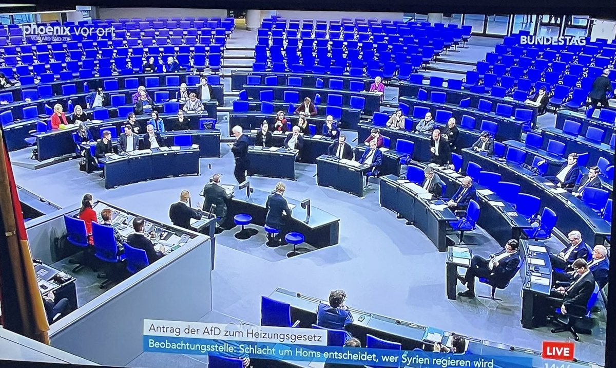 735 Abgeordnete werden aktuell vom Volk bezahlt.
Wo sind denn die alle!
Weihnachtsferien?
Buchvorstellung?
Nebenjob?
Ein jämmerliches Bild an einem Freitagnachmittag gg. 14:45h !