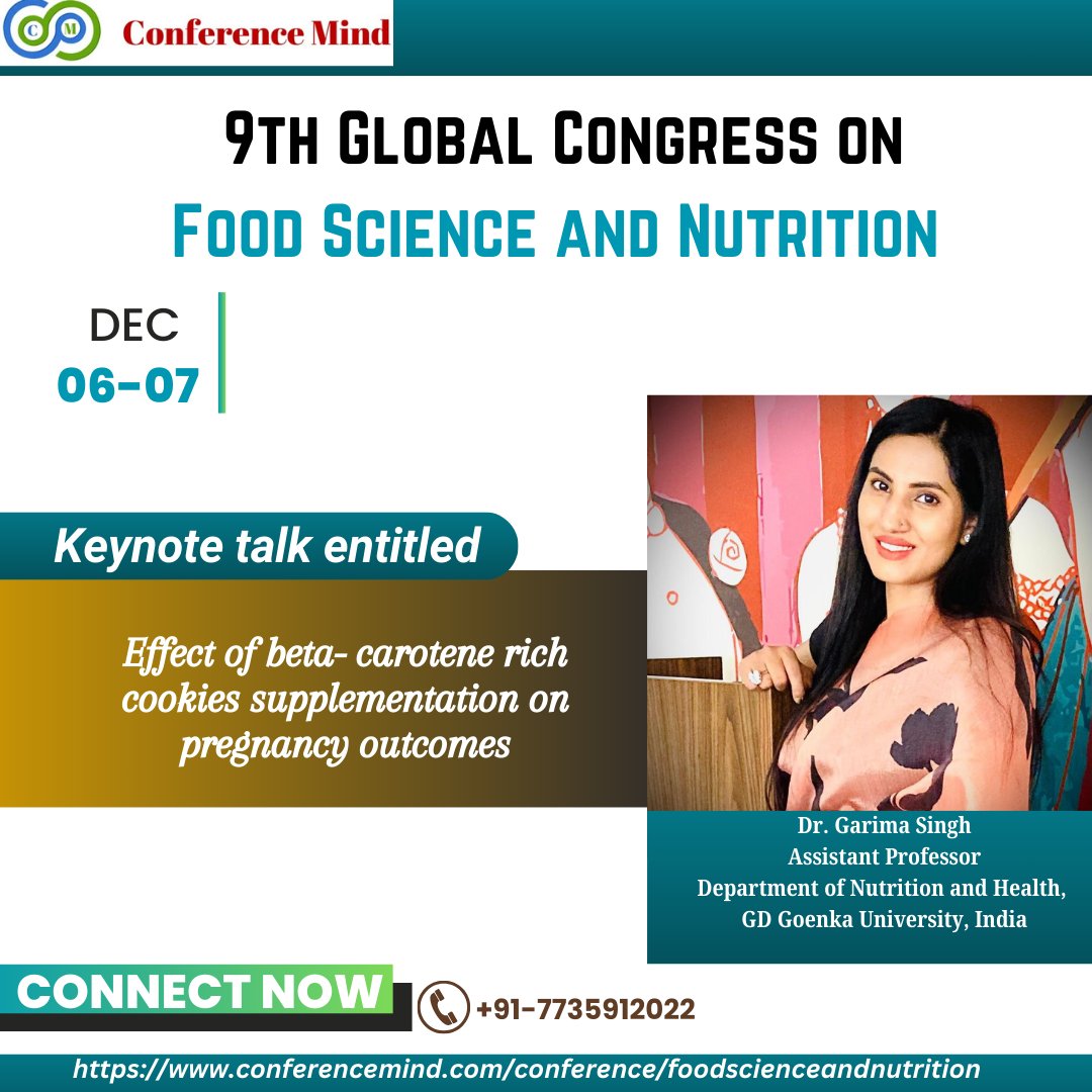 Join us for the 9th Global Congress on #FoodScience and #Nutrition  held on December 06 - 07, 2024
conferencemind.com/conference/foo…
<a href="/foodscitech/">Food Science & Tech</a> <a href="/SweFoodTech/">Sweden FoodTech</a> <a href="/CU_FoodScience/">Carleton University Food Science</a> <a href="/FoodPhDUnipr/">FoodScience_UNIPR</a>  <a href="/NutriliteUS/">Nutrilite US</a> <a href="/NutritionSchool/">IntegrativeNutrition</a>  <a href="/SUN_Movement/">Scaling Up Nutrition (SUN) Movement</a>