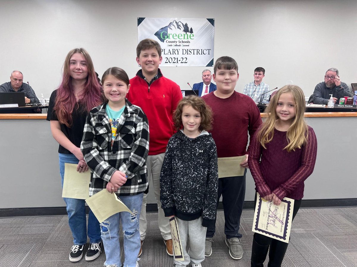 Teachers who received level 4 and 5 TVAAS scores and students whose art is displayed in the board room were recognized last night at the board meeting.