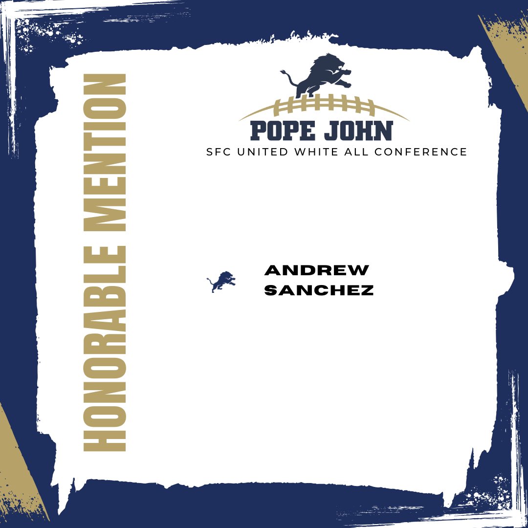 PopeJohnLionsFB's tweet photo. Congratulations to our Pope John Lions on being selected Super Football Conference: United White All Conference https://t.co/JcvzcLJ0kj