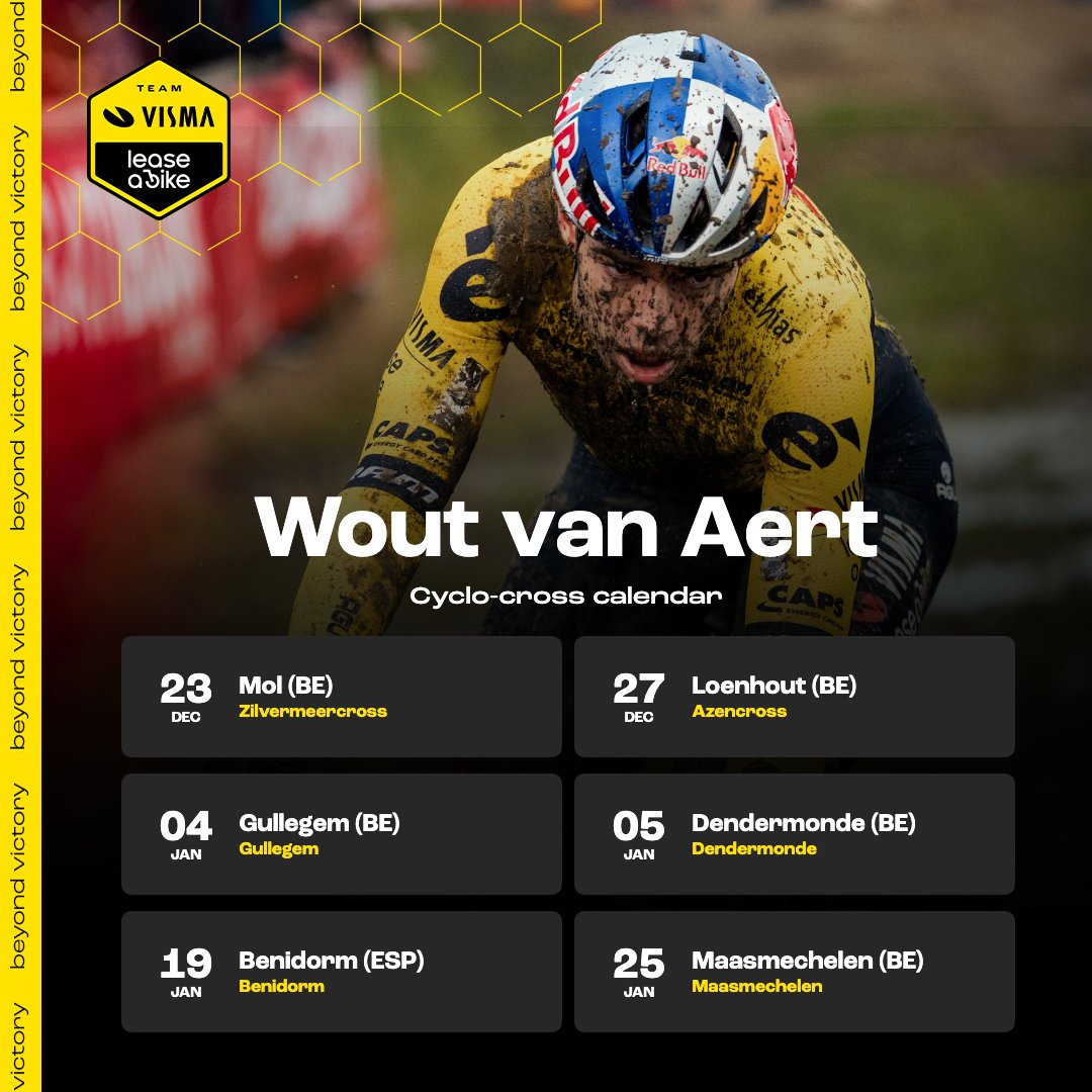 2024-25 calendar of cyclocross dates for Wout Van Aert