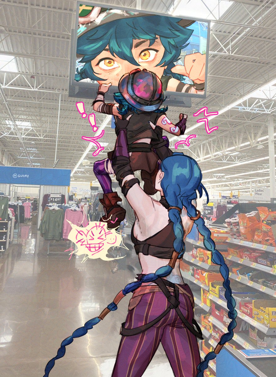 guiiay's tweet image. jinx and isha visit a walmart #Arcane #Jinx
