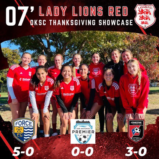 Ladies had a successful weekend over Thanksgiving! Looking forward to another great weekend at the Sport Source Showcase in Dallas.

<a href="/PrideGutsGlory/">Lions Futball Club</a> <a href="/6a_28/">SA High School & Club Soccer</a>
