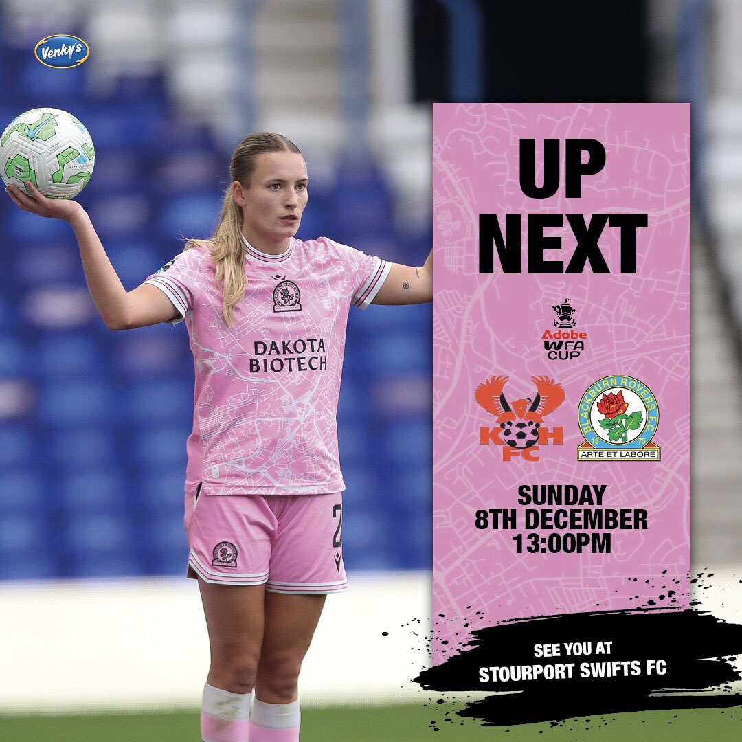 RoversWFC's tweet photo. 2 days to go until our Women’s FA Cup Third Round Proper tie against @harrierswomen. 

 🎟️ Tickets are priced at £6 for adults and £1 for Under 12s/Concessions. Available to purchase via cash or card on the day. 

🏟️ The tie will take place at Stourport Swifts FC, DY13 0AA https://t.co/eVVh583ng7