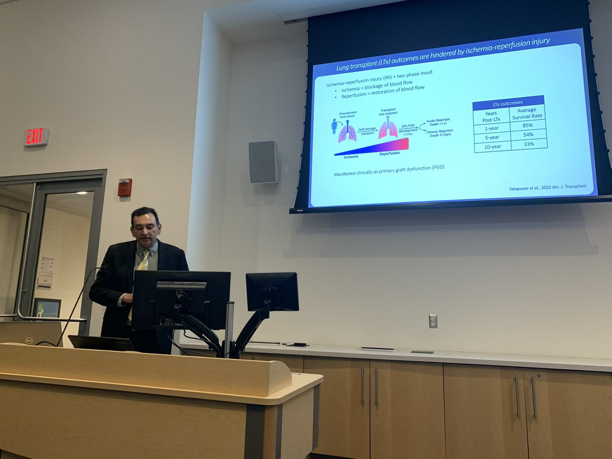 Thankful to have Dr. Ashish Sharma from the University of Florida on Grounds to present on Ischemia-Reperfusion injury following Lung Transplant and its impact on outcomes.