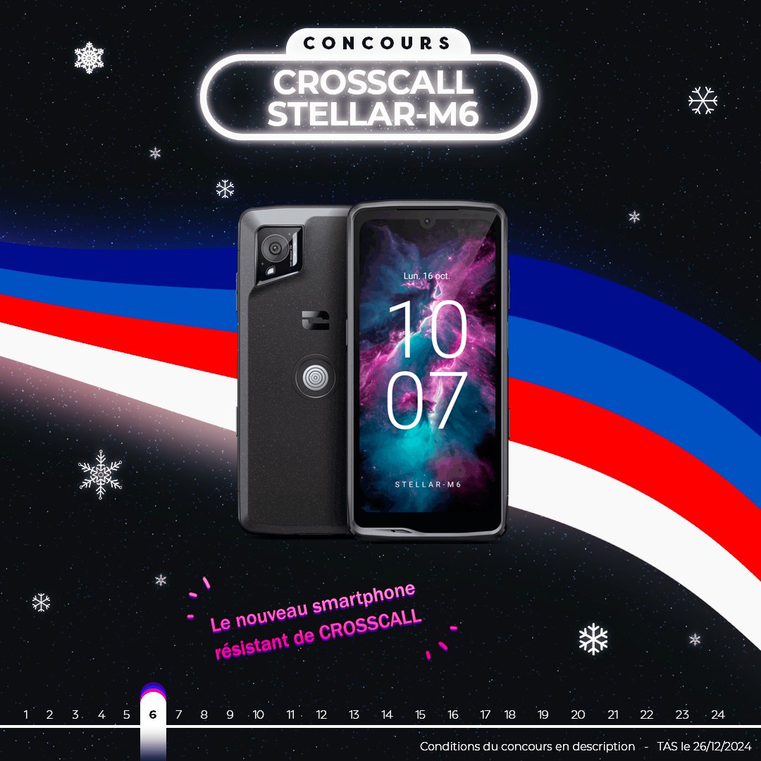 Frandroid's tweet image. #CONCOURS JOUR 6 🎄
Gagnez un smartphone STELLAR-M6, le nouveau smartphone résistant de Crosscall !
Pour participer :
📷 Tweet #FrandroidOffreMoi + le STELLAR-M6 + @crosscallmobile
📷 RT + Like
📷 Follow @Frandroid + @crosscallmobile