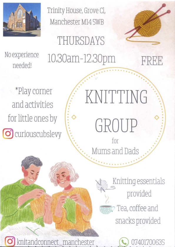 Knitting group for mums and dads at Trinity House CRC!

Thursdays 10:30am till 12:30pm

FREE!! No experience needed!

🧶