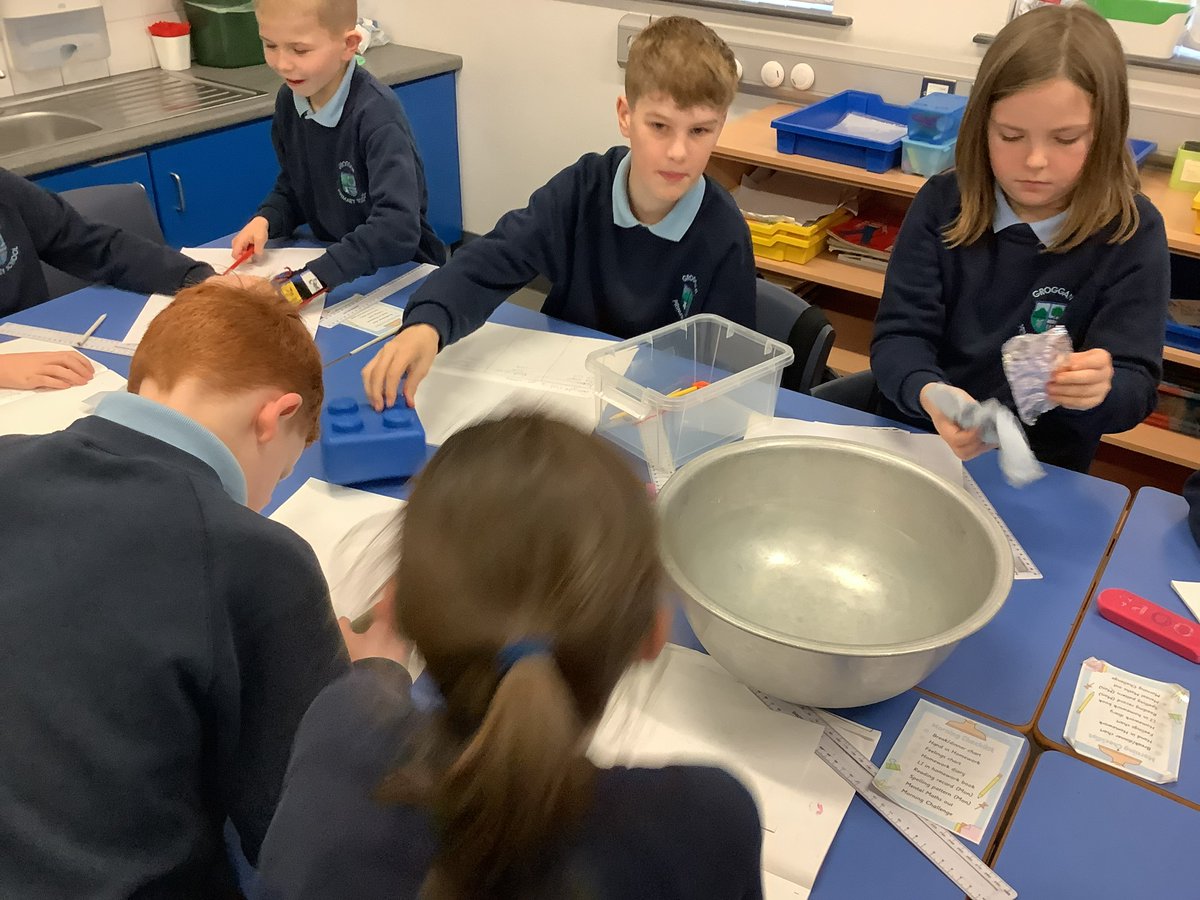 Primary 6/7 are loving their World Around Us topic, 'Unsinkable'.  They carried out a floating and sinking experiment and investigated factors that cause icebergs to melt.