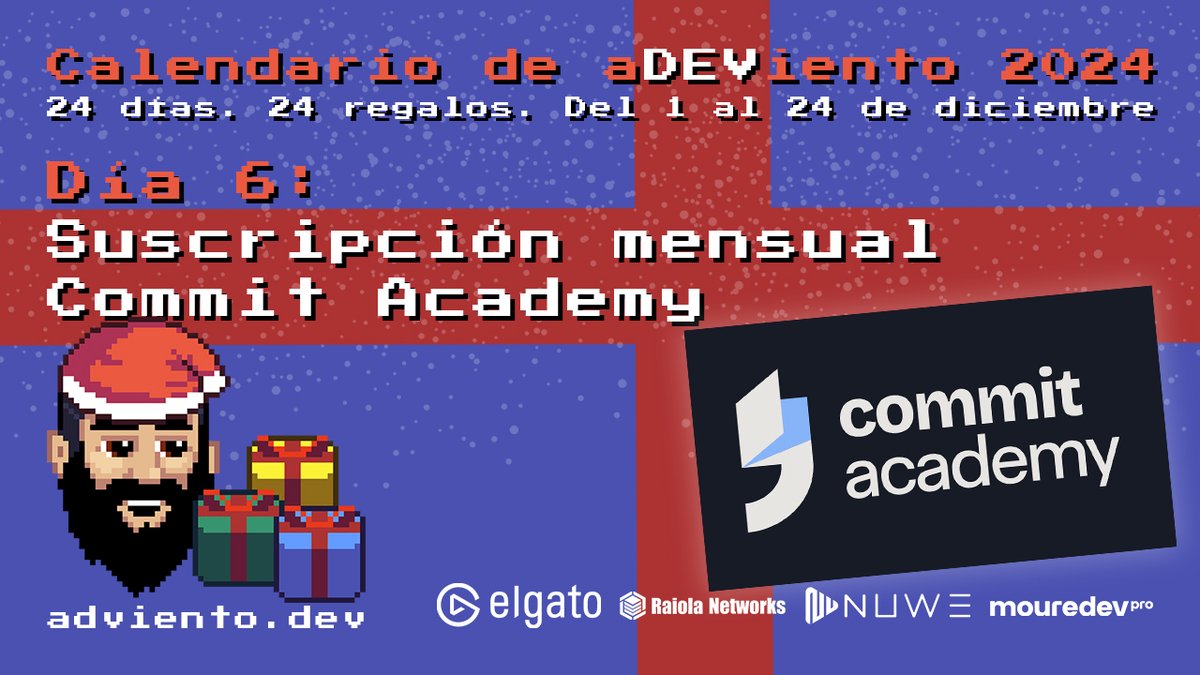 MoureDev's tweet image. 🎁 Comienza el día 6 del #aDEViento2024!
24 días. 24 regalos para aprender programación

🗓️ Regalo: Suscripción a Commit Academy de @BettaTech 
 
🔁 Sígueme y comparte esta publicación para participar
🌐 Válido para todo el mundo

Toda la info en adviento.dev