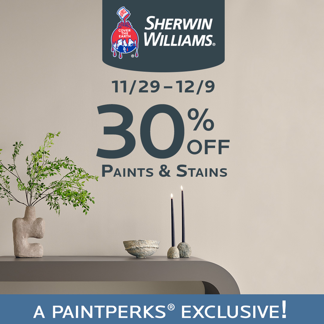 PaintPerks® members: Give yourself the gift of color. Shop now for 30% off paints &amp; stains: bit.ly/4h4qGv6
.
Offer valid 11/29/24–12/9/24. Some restrictions apply.