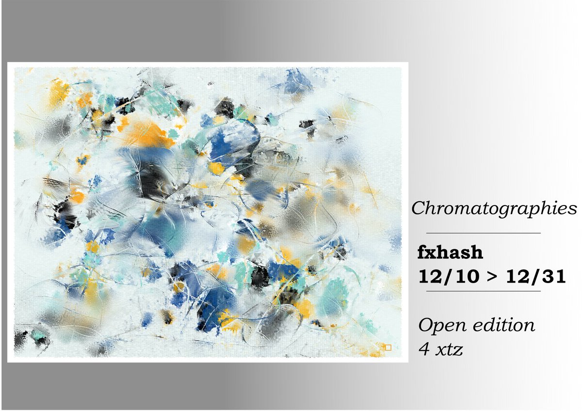 drhoodoo1's tweet image. #generativeart #webgl
I&apos;m very happy to announce that my latest project called chromatographies will be available on @fxhash next week. I hope you&apos;ll enjoy it! 
Explore it right now ⬇️🥳