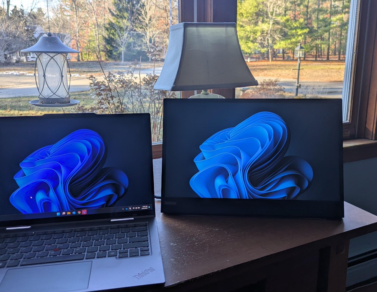 Absolutely loving my new #ThinkVision M15 Mobile Monitor! Grateful for the flexibility it gives me, I am able to work from my mom's home after her recent Knee Replacement Surgery. Being able to support her while staying on top of things is a true blessing.