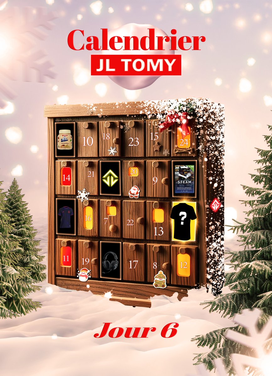 JLTomyTV's tweet image. 🎄 Calendrier de l’avent - JOUR 6 🎅

Aujourd'hui, tentez de remporter un 𝗠𝗔𝗜𝗟𝗟𝗢𝗧 𝗗𝗘 𝗙𝗢𝗢𝗧 𝗔𝗨 𝗖𝗛𝗢𝗜𝗫 ! ✨

 Pour participer : ➡️ RT ce tweet 
➡️ Follow @JLTomyTV 

⏳T.A.S le 07/12 à 19h. 
💚 Bonne chance à tous !