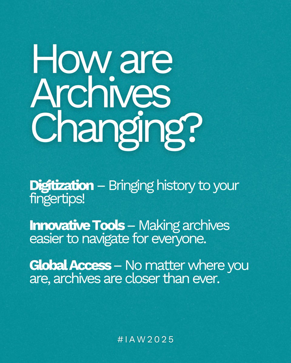 📢 Announcing the Theme for International Archives Week 2025: #ArchivesAreAccessible

The votes are in! The ICA is thrilled to announce the theme for International Archives Week 2025 (#IAW2025): #ArchivesAreAccessible: Archives for Everyone 🌍📜

Chosen by over 300 participants,