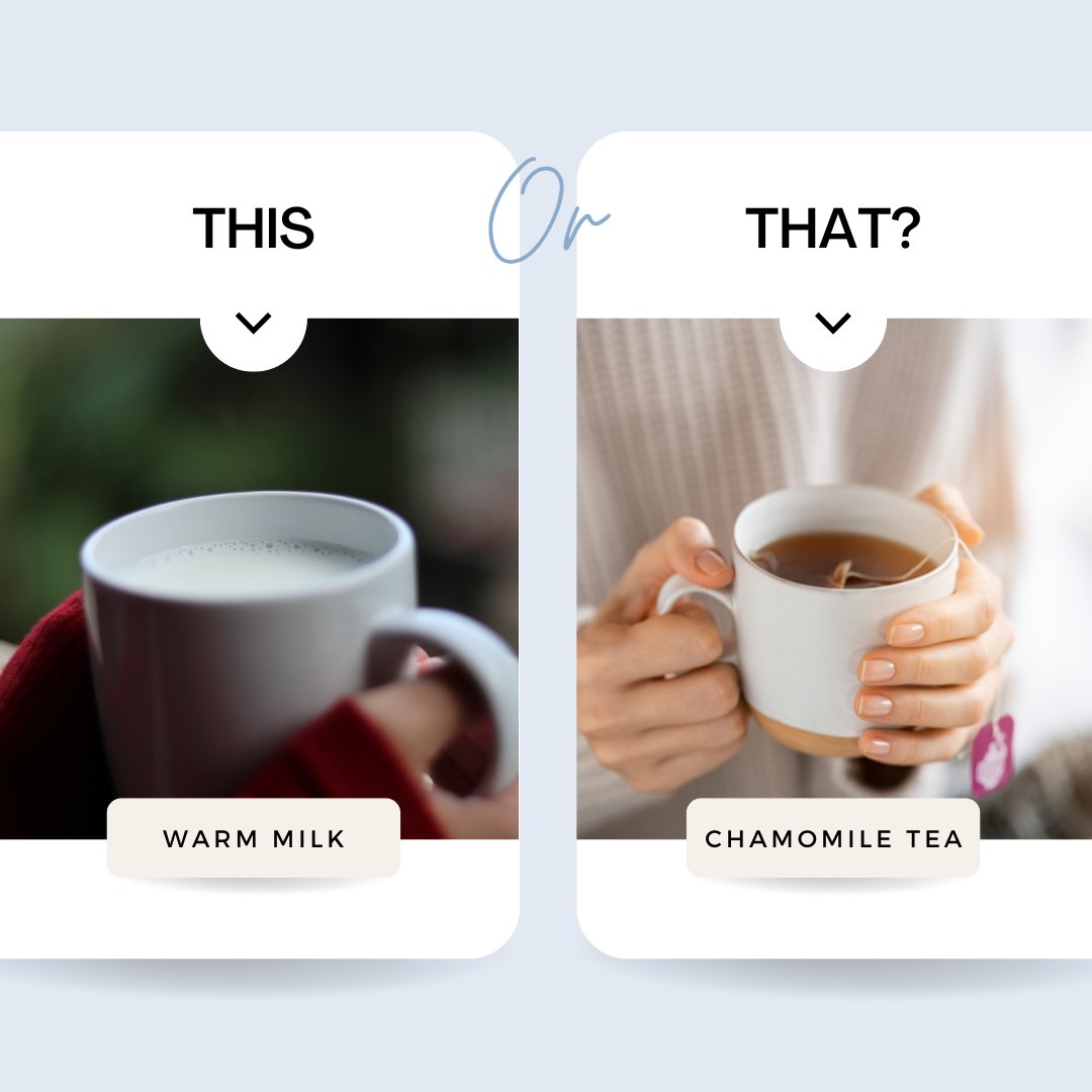 JaxSleepCenter's tweet photo. Do you reach for a warm cup of milk or a soothing chamomile tea to relax before sleep? Share your favorite nighttime drink in the comments!

#ThisOrThat #BedtimeChoices #BetterSleep #JacksonvilleSleepCenter https://t.co/x8GugPo9U1