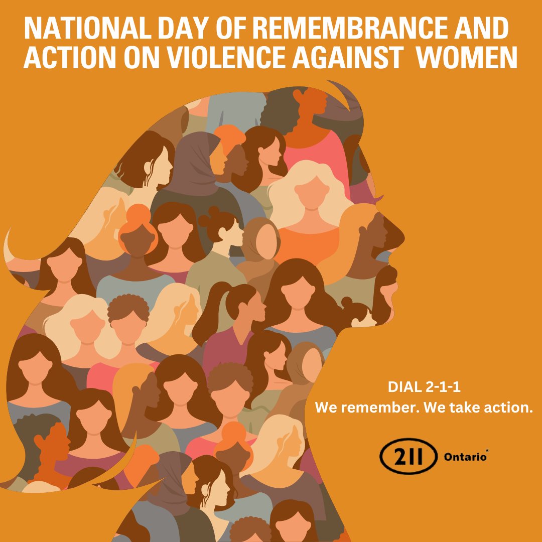Violence against women is not just a women’s issue – it’s a human issue. Support is available, dial 2-1-1. #WeRemember #TakeAction #EndViolenceAgainstWomen"