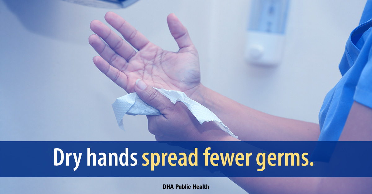 DefensePubHlth's tweet photo. Handwashing is only half the battle—make sure to dry your hands too! 💧👐
Dry hands spread fewer germs than wet ones. After washing, take time to dry your hands completely to keep yourself and others healthy.
#DefensePublicHealth #handwashingawarenessweek #handhygiene https://t.co/7LwVfKCvmH