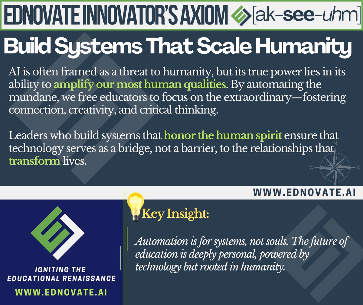 At EdNovate, we don't embrace innovative technologies for the sake of technology, but we first seek to amplify humanity. The tech will follow. #EdNovateAxiom #IgniteTheEdRenaissance #AmplifyHumanity