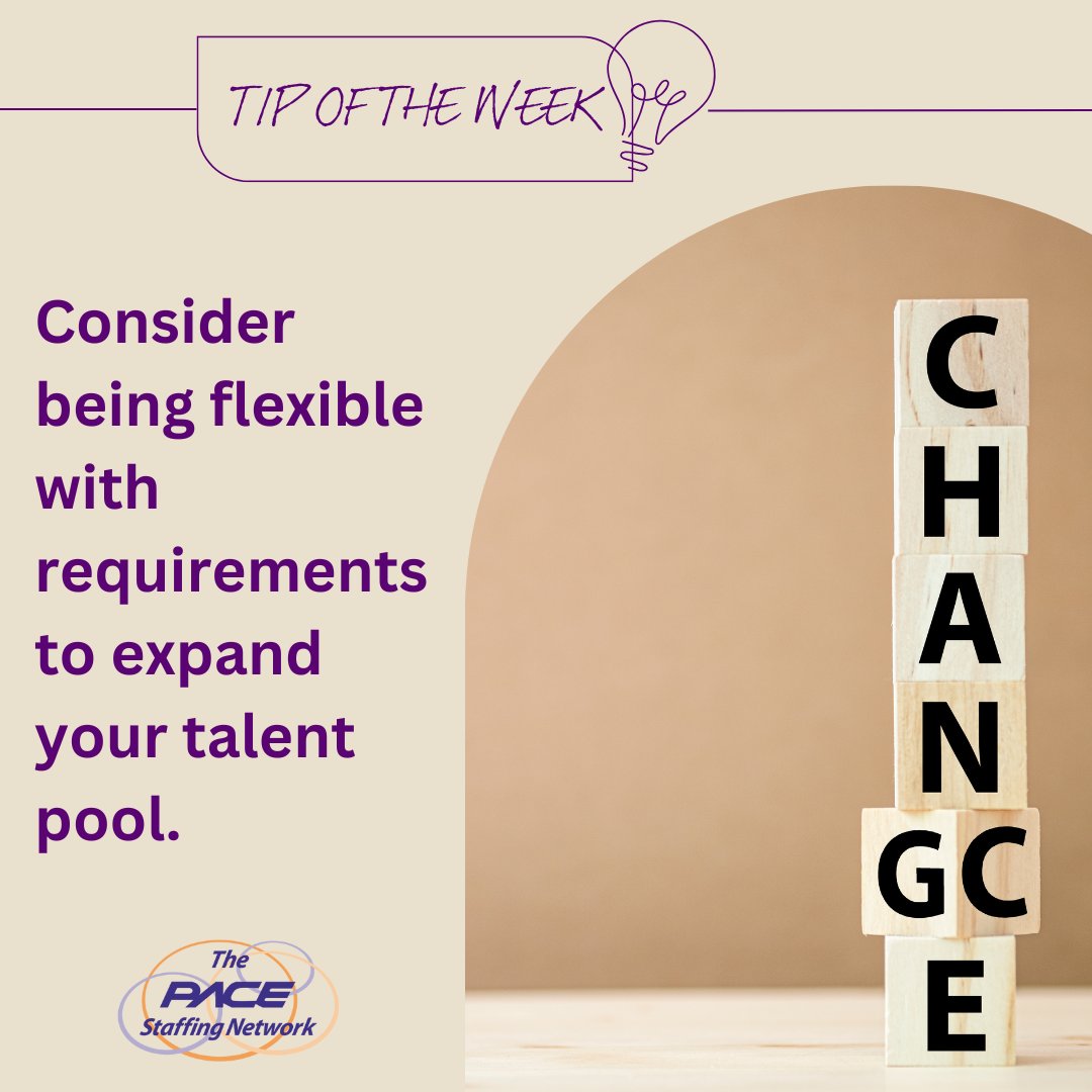 Pace_Staffing's tweet photo. Struggling to find the right candidate?

Focus on results, not just experience or qualifications. Consider their work history and ability to deliver results! Be flexible with requirements to find candidates who can meet your goals.

#HiringTip #ResultsFocused #PACEStaffingNetwork https://t.co/6fnLfQN9RK